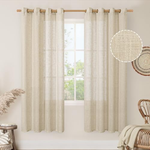 Semi Sheer Linen Curtains 78 Inch Length for Living Room 2 Panels (52"W x 78"L (Pack of 2) / Linen)