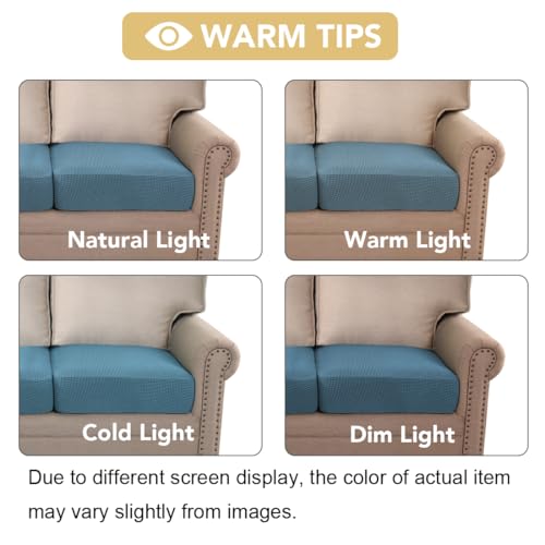 Super Stretch Individual Seat Cushion Covers Sofa Covers Couch Cushion Covers Slipcover Sets Thick Jacquard Textured Twill Fabric (Dusty Blue / 2 Cushion Loveseat)