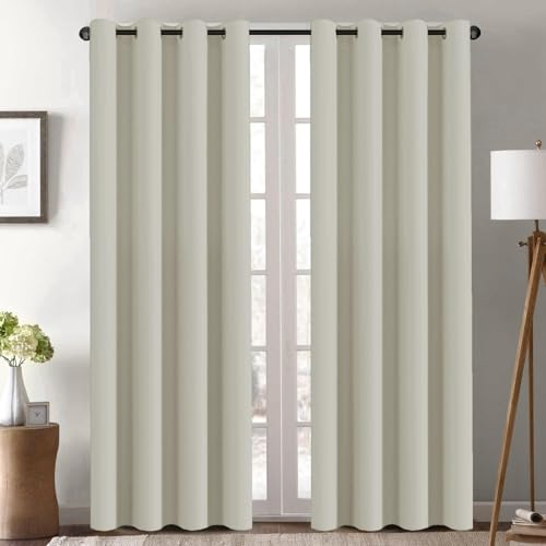 Blackout Curtain for Living Room Thermal Insulated Window Treatment Curtain Extra Long 84 inch Length Energy Saving Solid Grommet Top Blackout Drape (52"W x 84"L (Pack of 1) / Pale Oak)