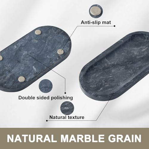 Natural Marble Vanity Tray (Black Gray / 9.8" x 4.7" x 0.7")