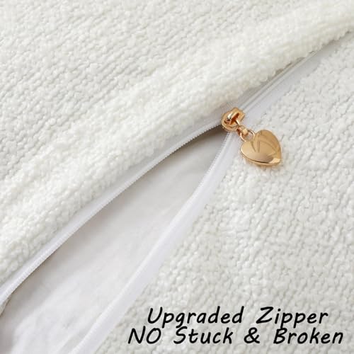 Pack of 2 Boucle Textured Throw Pillow Covers 20x20 Inch (White / 20" x 20" (Pack of 2))
