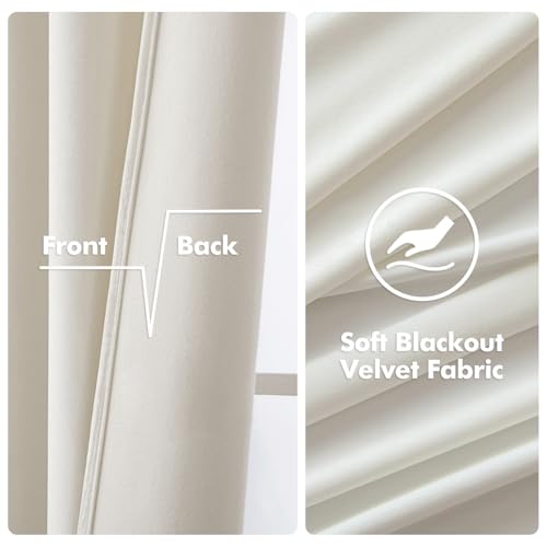 Velvet Curtains Ivory 52 x 84 Inch Length Set of 2 (Ivory / 52"W x 84"L (Pack of 2))
