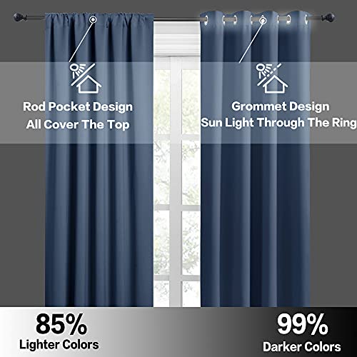 Short Blackout Curtains for Bedroom (Stone Blue / 42"W x 48"L (Pack of 2))