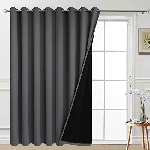 Dark Grey Blackout Patio Door Curtain Panels W100 x L96 (100"W x 96"L (Pack of 1) / Dark Grey)