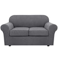 3 Piece Stretch Sofa Covers for 2 Cushion Loveseat Couch Covers for Living Room Furniture Cover (Medium / Grey)