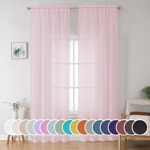 Extra Long Sheer Curtains 96 Inches Long (Blush / 42"W x 96"L (Pack of 2))
