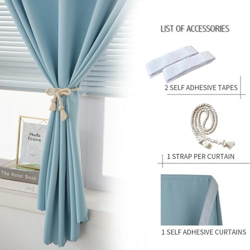 Self Adhesive Curtains (47"W x 84"L (Pack of 1) / Lake Blue)