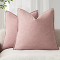 Linen Solid Decorative Throw Pillow Covers 26x26 Inch Rose Pink (26" x 26" (Pack of 2) / Blush)