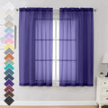 Purple Sheer Curtains 63 inch Length 2 Panels Set for Farmhouse (Purple / 42"W x 63"L (Pack of 2))