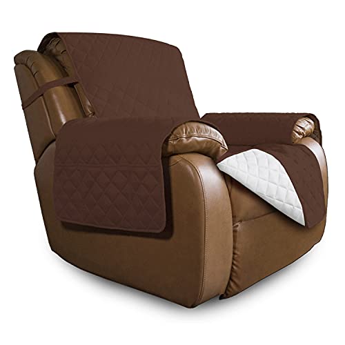 Reversible Couch Cover (Coffee/Ivory / Large Recliner)
