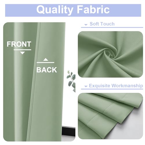 Ava Light Green Short Blackout Curtains for Bedroom 45 Inches Long 2 Panels Set (Light Green / 40"W x 45"L (Pack of 2))