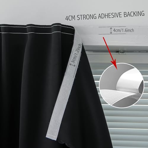 Adhesive Blackout Curtains (59"W x 59"L (Pack of 1) / Black)