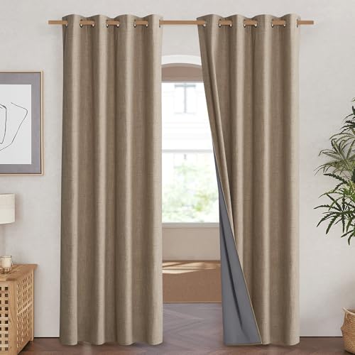 Burlap Blackout Curtains for Dining Room 52" w x 84" L 2 Panels (52"W x 84"L (Pack of 2) / Burlap)