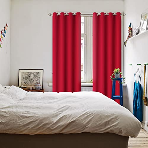 Red Blackout Curtains for Living Room 95 Inch Long (Red / 52"W x 95"L (Pack of 2))