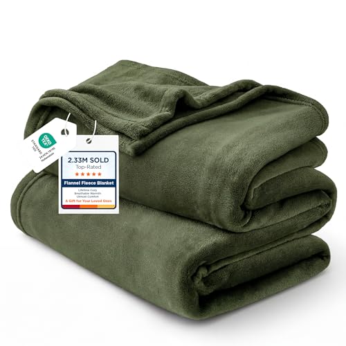 GentleSoft Fleece Blanket Twin Size Olive Green (Olive Green / Twin (60" X 80"))