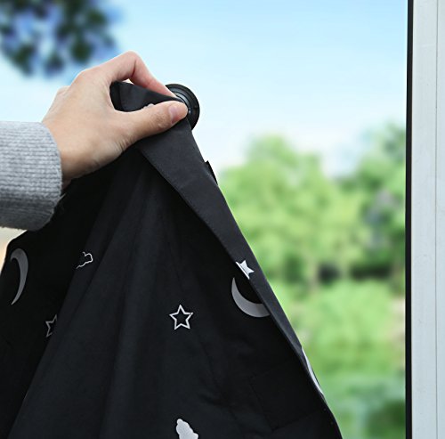 Portable Room Darkening Blackout Curtain Shade with Suction Cups (Moon and Stars / 1-Pack)