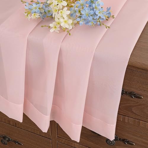 Blush Pink Window Sheer Curtains 45 Inches Length (42"W x 45"L (Pack of 2) / Blush Pink)