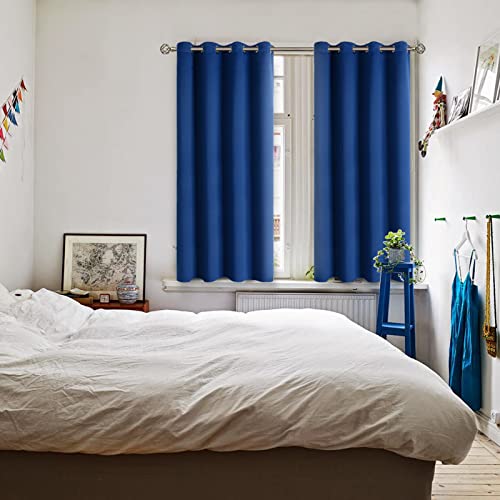 Royal Blue Blackout Curtains for Bedroom 45 Inch Long (Royal Blue / 52"W x 45"L (Pack of 2))