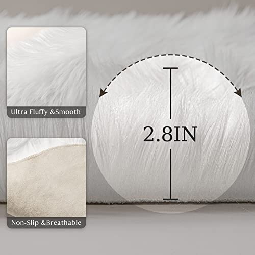 Ashler Faux Fur Rug (6' x 2' (Irregular) / C-navy Blue)