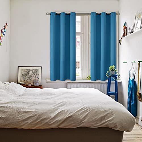 Short Curtains for Small Window 54 Inch Long (Steel Blue / 38"W x 54"L (Pack of 2))