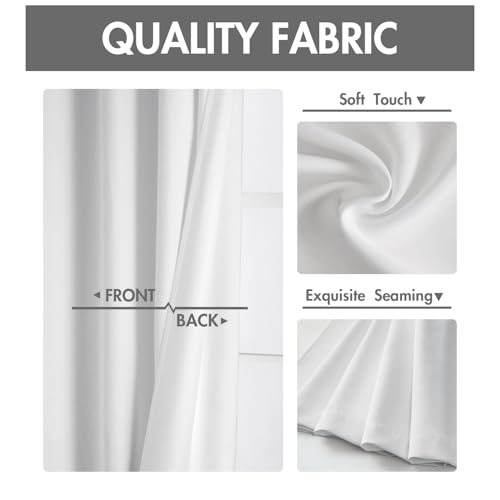 Pure White Blackout Bedroom Curtains Drapes 84 Inch Long 52"x84" (Pure White / 52"W x 84"L (Pack of 2))