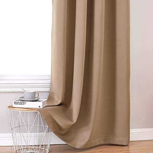 100% Blackout Curtains for Bedroom 80 Inches Long 2 Panels Set (52"W x 80"L (Pack of 2) / Cappuccino)