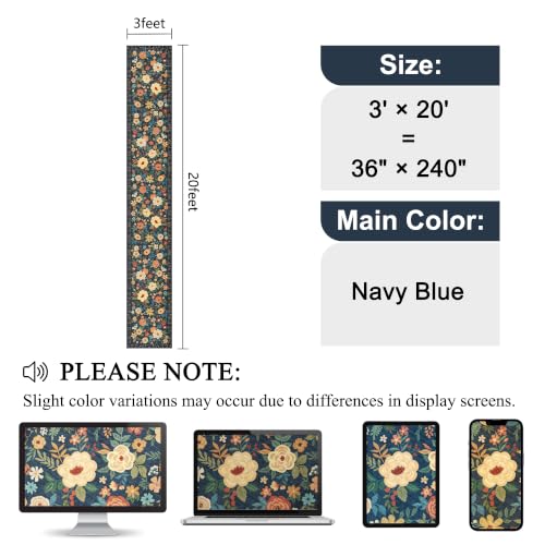 3x20 Runner Rug for Hallway (Navy Blue / 3' x 20' (Rectangular))