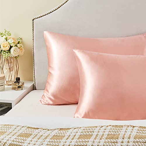 Zipper Satin Pillowcases (Coral / King (20" x 36")-Zipper)