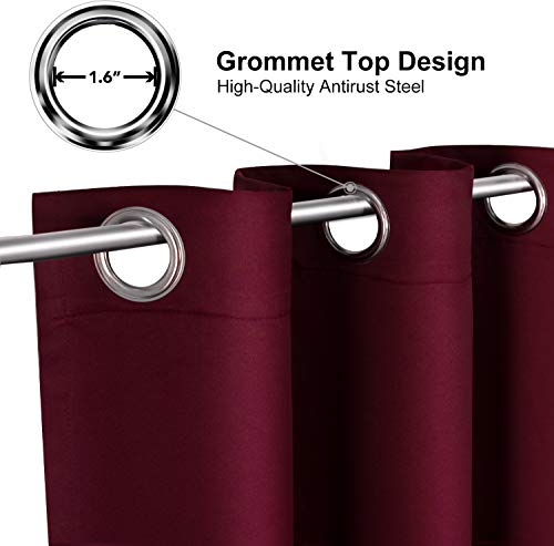 Blackout Curtains for Bedroom and Living Room 84 Inches Long (42"W x 84"L (Pack of 2) / Burgundy Red)