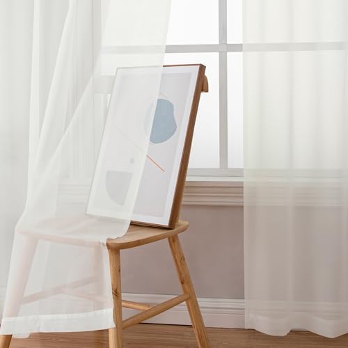 Ivory Sheer Curtains (Ivory / 59"W x 72"L (Pack of 2))