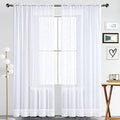 Basic Rod Pocket Sheer Voile Window Curtain Panels White 1 Pair 2 Panels 52 Width 95 Inch Long for Kitchen Bedroom Children Living Room Yard (White / 52"W x 95"L (Pack of 2))
