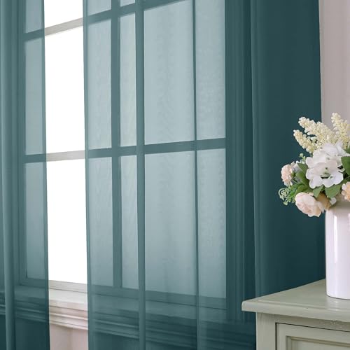 Dusty Blue Sheer Curtains 84 Inches Long 2 Panels Set (40"W x 84"L (Pack of 2) / Dusty Blue)
