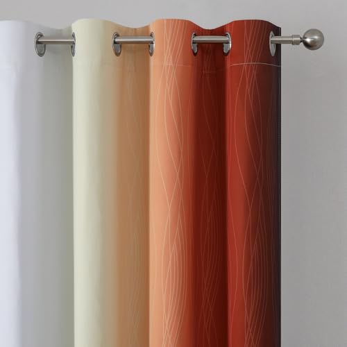 Burnt Orange and Greyish White Ombre Blackout Curtains 52Wx96L Inch Long (Burnt Orange and Greyish White / 52"W x 96"L (Pack of 2))