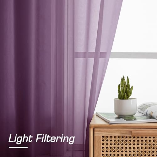 Plum Sheer Curtains (Plum / 42"W x 78"L (Pack of 2))