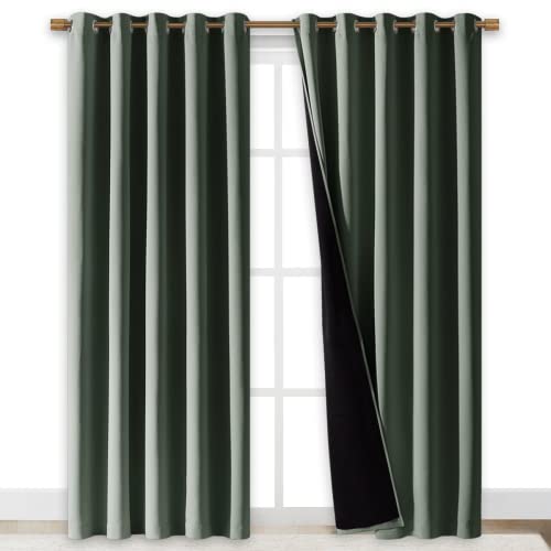 100% Blackout Window Curtain Panels (Dark Mallard / 70"W x 84"L (Pack of 2))