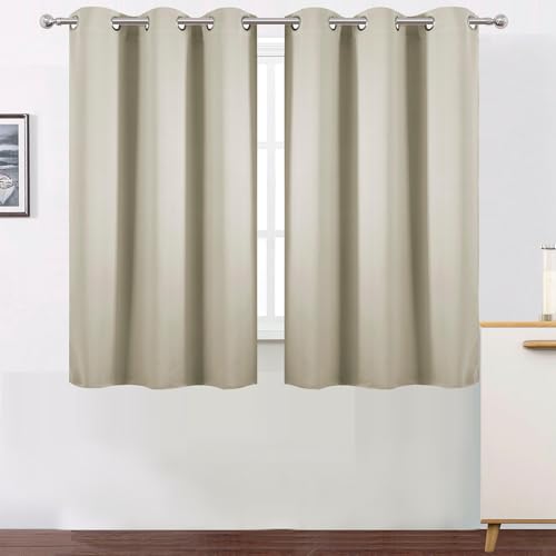 Light Beige Blackout Curtains 42 x 54 Inch Length Set of 2 Panels Grommet Bedroom Curtains for Living Room (Light Beige / 42"W x 54"L (Pack of 2))