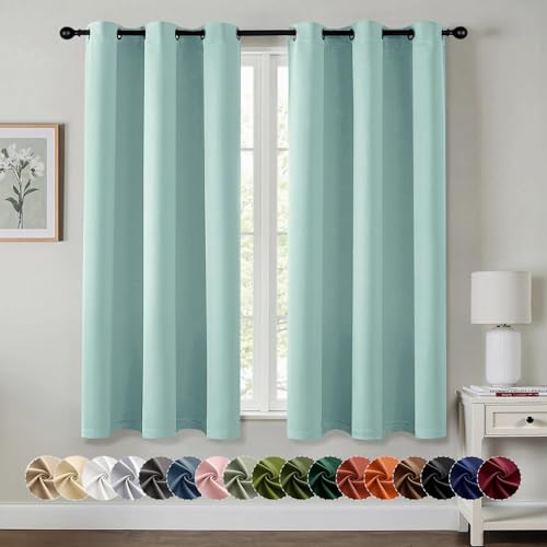Blackout Curtains for Bedroom 2 Panels 40 x 54 Inch Long Aqua (Aqua / 40"W x 54"L (Pack of 2))