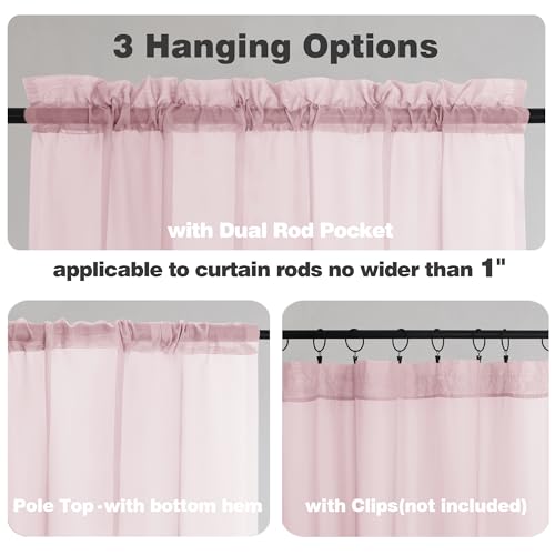 Blush Pink Sheer Curtains 84 Inches Long 2 Panels (Blush Pink / 42"W x 84"L (Pack of 2))