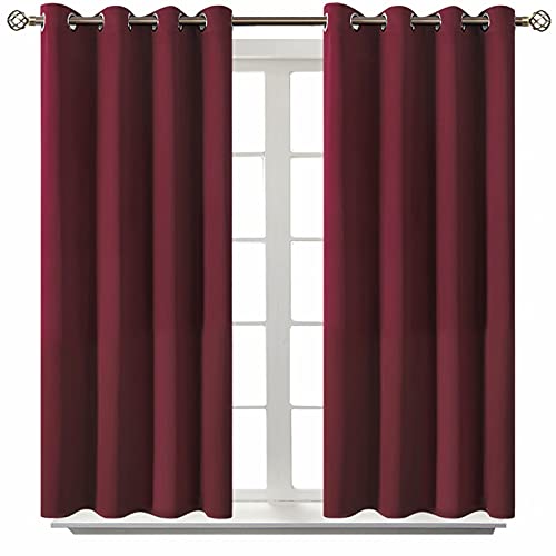 Burgundy Blackout Curtains for Bedroom 54 Inch Long (Burgundy / 52"W x 54"L (Pack of 2))