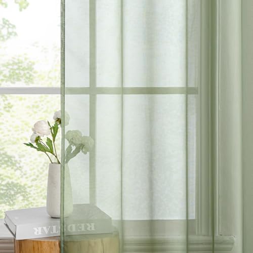 Sage Green Sheer Curtains 54 X 54 Inches (Sage Green / 54"W x 54"L (Pack of 2))