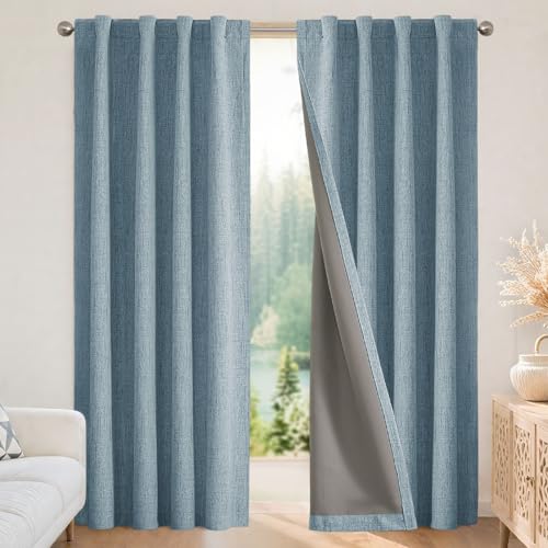 Blackout Curtains for Bedroom (Sky Blue / 66"W x 84"L (Pack of 2))