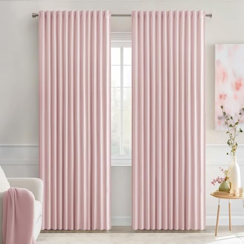 Light Pink Back Tab Blackout Curtains 72x84 Inch Length 2 Panels Set (Light Pink / 72"W x 84"L (Pack of 2))