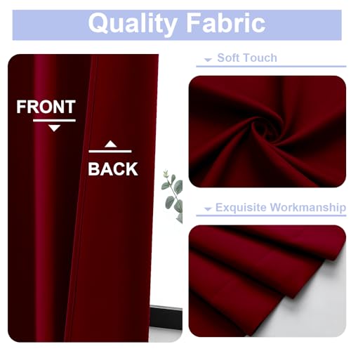 Ava Red Short Blackout Curtains for Bedroom 45 Inches Long 2 Panels Set (Red / 40"W x 45"L (Pack of 2))