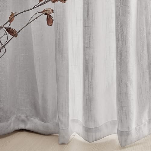 90 Inch Farmhouse Curtains for Living Room (50"W x 90"L (Pack of 2) / Light Grey)