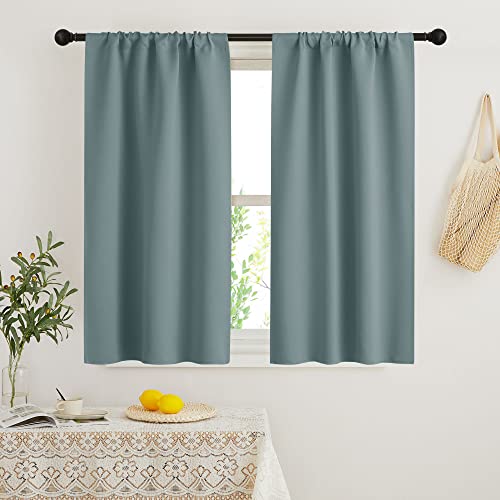 Blackout French Door Window Curtain Coverings (Dusty Blue / 29"W x 45"L (Pack of 2))