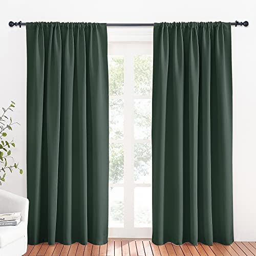 Large Blackout Curtains for Bedroom Living Room 84 inches Long (Dark Green / 70"W x 84"L (Pack of 2))