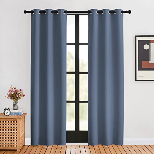 Blackout Curtains for Bedroom (Stone Blue / 34"W x 80"L (Pack of 2))