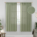 Sage Green Light Filtering Linen Curtains 68 inches Long for Bedroom (Sage Green / 52"W x 68"L (Pack of 2))