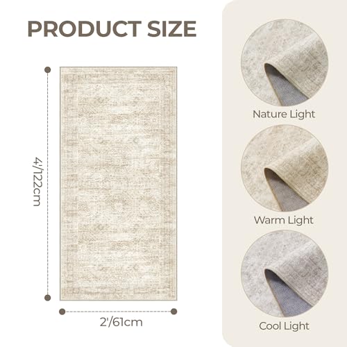 2x4 Rug Runners for Hallways Non Slip (Beige/Ivory / 2' x 4' (Runner))
