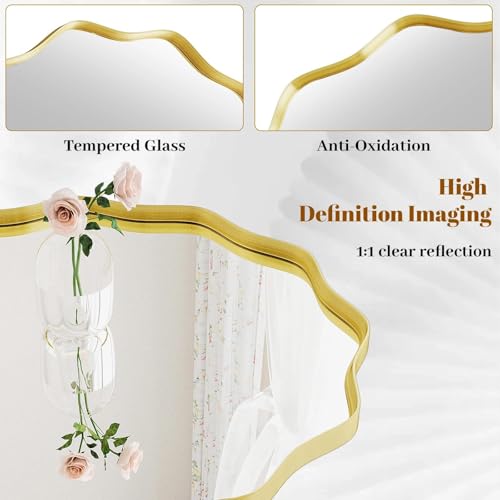 Wavy Round Mirror (Gold / 20"L x 20"W)